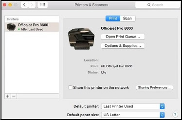 Printer not showing in settings